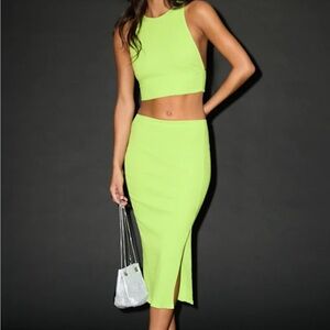 Absolute Edge Lime Green Sleeveless
Two-Piece Bodycon Midi Dress - never worn